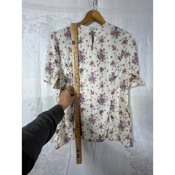 Whirlaway Frocks Vintage Blouse 16WP PETITE Wide Lace Collar Floral Cottage - Picture 9 of 13